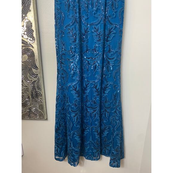 NWT ADRIANNA PAPELL DRESS GOWN 4 BLUE MOTHER OF THE BRIDE EVENING FORMAL WEDDING - Picture 12 of 15